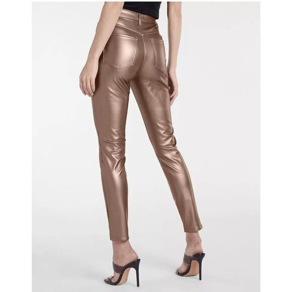 Express Jeans Metallic High Waisted Faux Leather Skinny Pants Sz 2R NWT - Picture 3 of 3